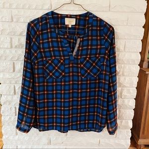 Skies are Blue Plaid Top